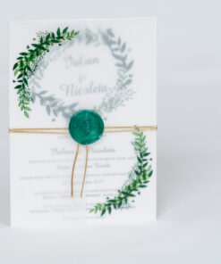 Invitatie de nuntă Green Transparent Leaf